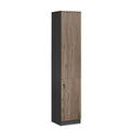 Slim wood-look cabinet with two solid doors, front view