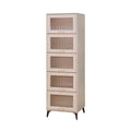 Tall white storage chest with five inset fronts