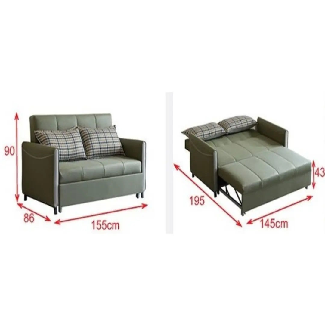 Olive Green Sofa Bed with Pillows Grandeur Furnishings