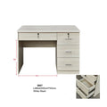 Whitewashed study desk with drawers, dimensions and drawer inset