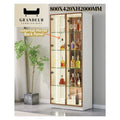 Gold-coloured glass display cabinet with mirrored back and dimensions