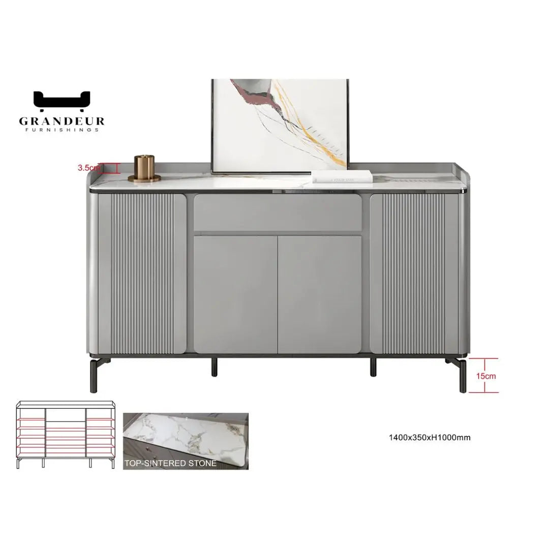Modern Sintered Stone Top Shoe Cabinet Grandeur Furnishings
