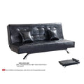 Black sofa bed with conversion view and dimensions