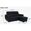 Black sofa and ottoman dimension diagram