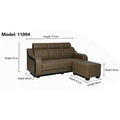 Brown sofa and ottoman dimension diagram