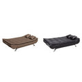 Brown and black sofa beds laid flat