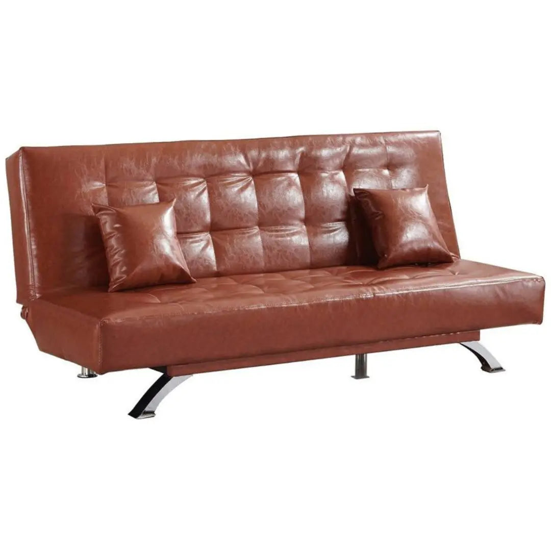 Stylish and Versatile Sofa Bed in Brown and Black Leather Grandeur Furnishings