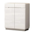 Narrow gloss white shoe cabinet with rounded corners