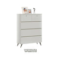 White drawer chest with splayed metal legs