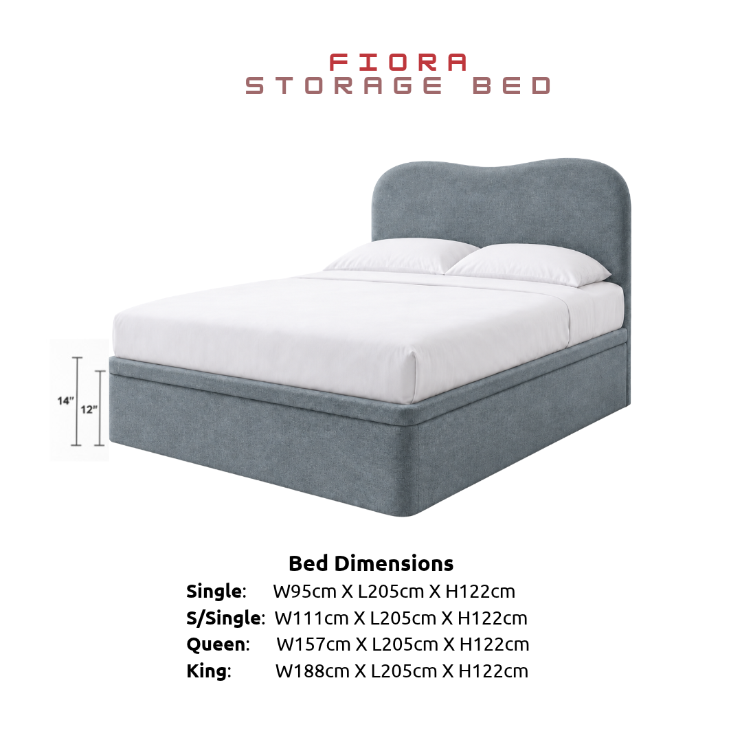 Fiora Curved Headboard Fabric Storage Bed Frame