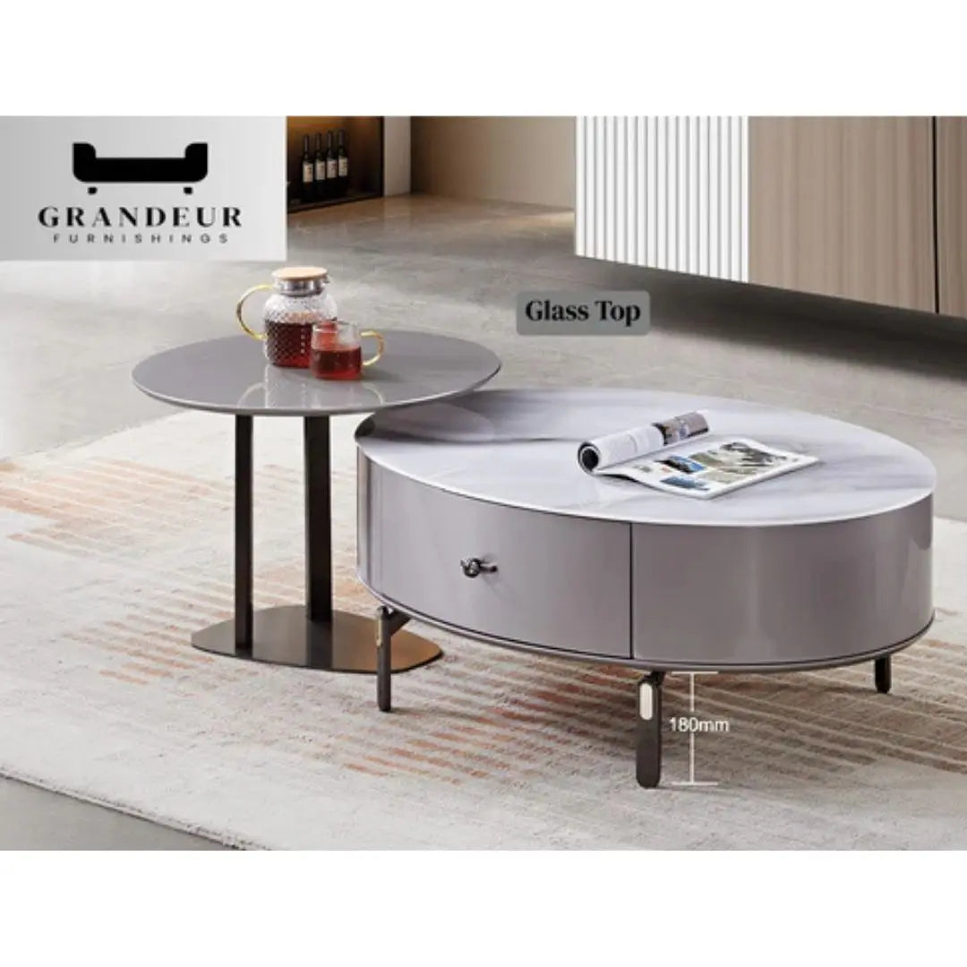Glass-Top Coffee Table with Sleek Oval Design Grandeur Furnishings