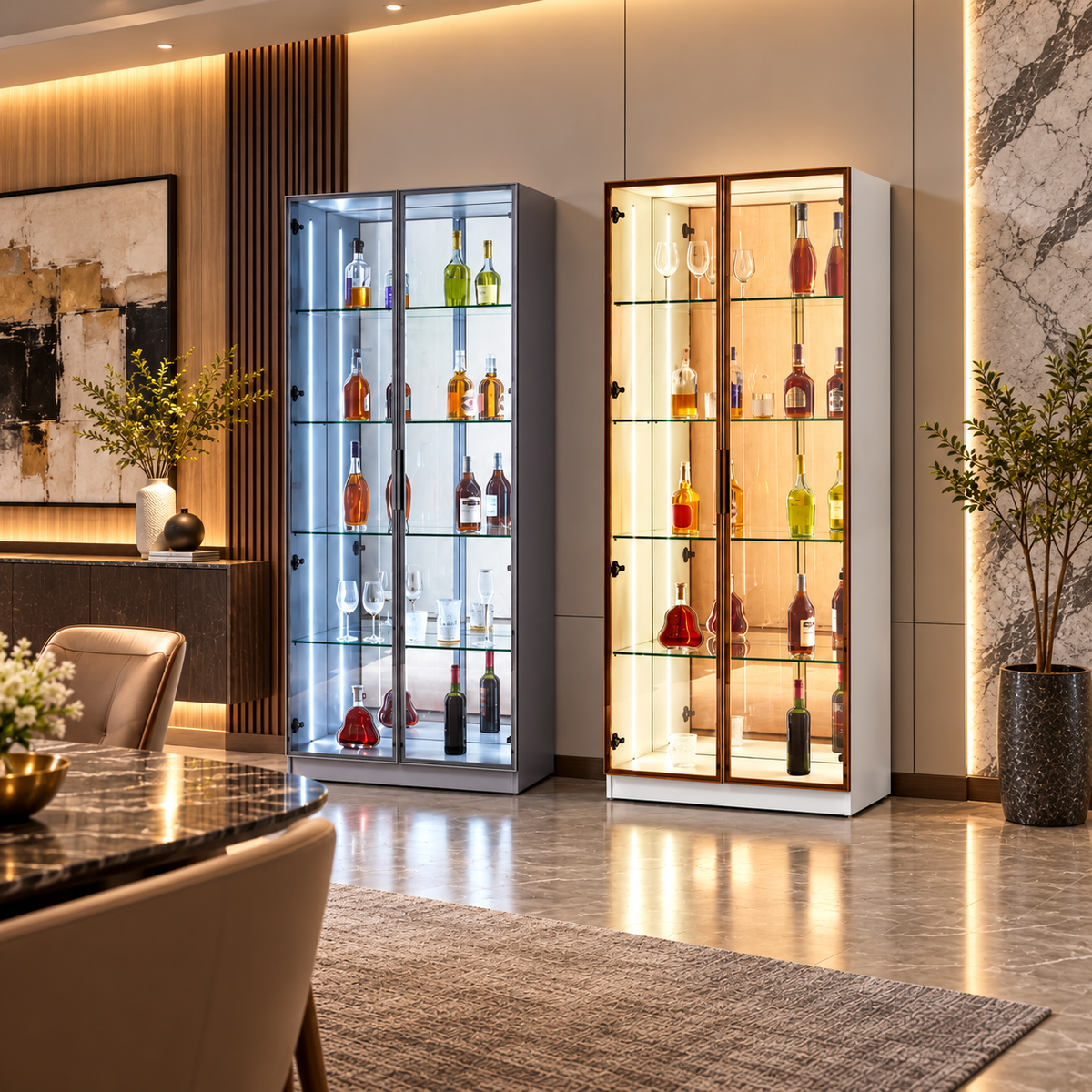 Glass Display Cabinets for Collectibles: Shelf Fit, Lighting and Reflections Grandeur Furnishings