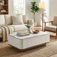 Elora Luxury Stone Top Coffee Table  – White Gloss Living Room Center Table with Storage Drawers & Rounded Safety Edges Grandeur Furnishings