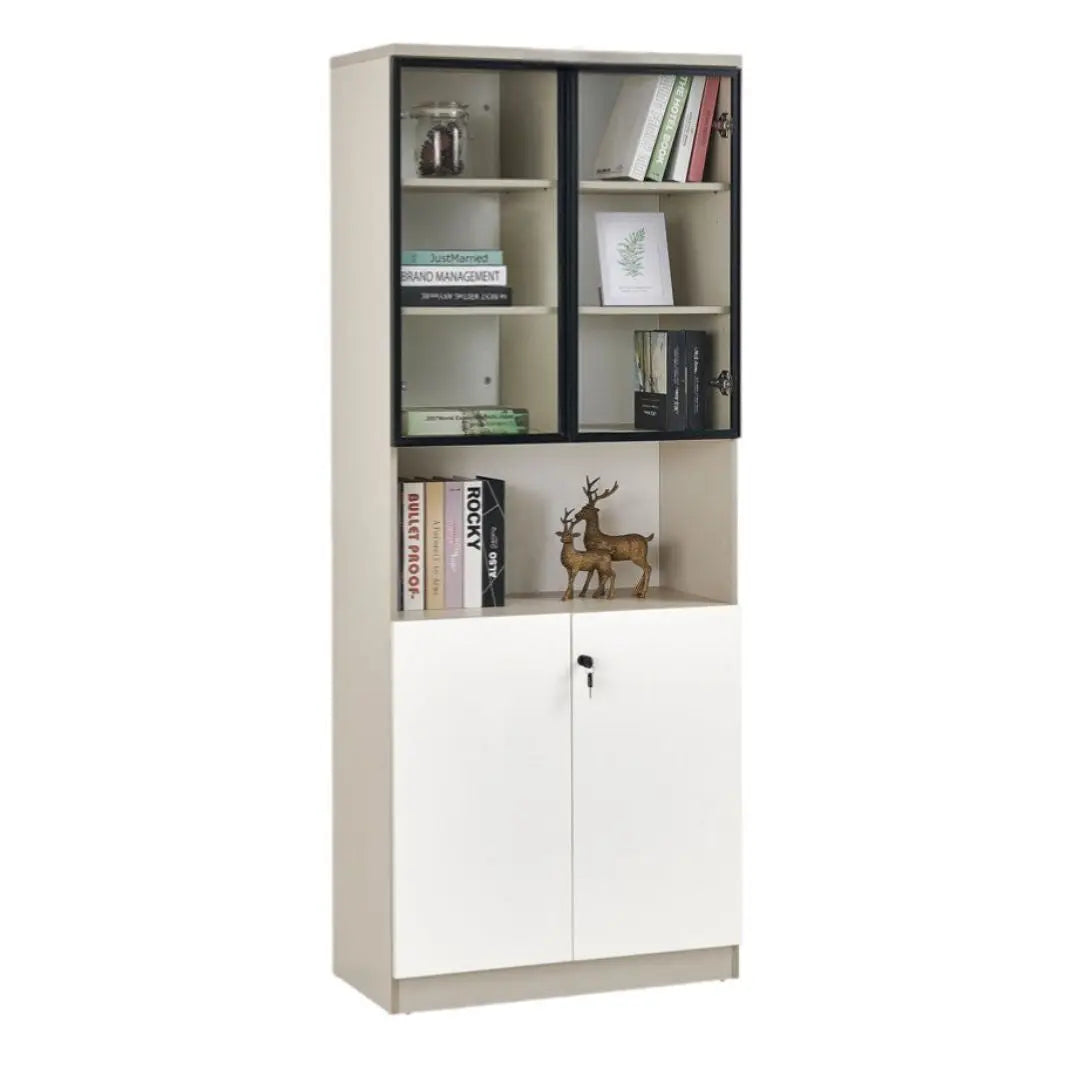 Modern Modular Book Cabinet & Office Storage Bookcase | Lockable Doors & Adjustable Shelves Grandeur Furnishings