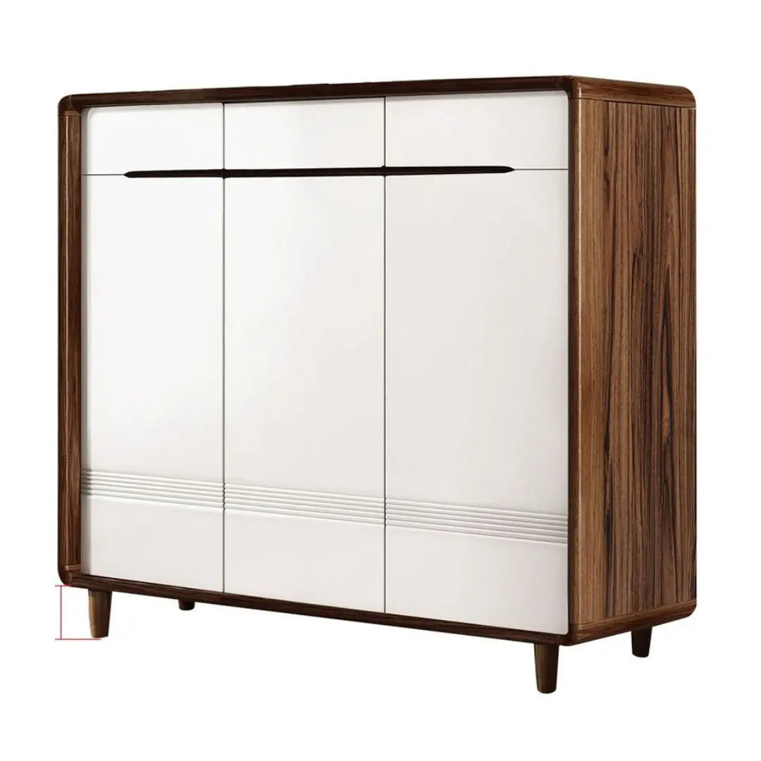 Stylish Gloss White & Walnut Shoe Cabinet - Multiple Sizes Available for Organized Storage Grandeur Furnishings