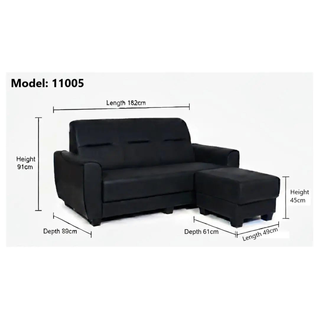 Elegant 3 Seater Sofa with Ottoman Foot Stool Grandeur Furnishings
