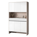 Wide white-front shoe cabinet with open display niche