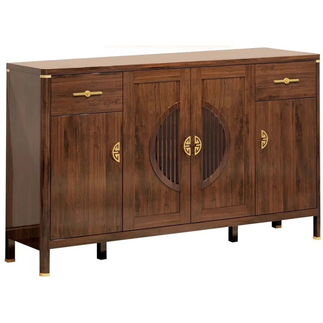 Elegant Wooden Sideboard Side Cabinet with Brass Accents Grandeur Furnishings