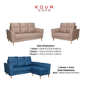 Kova sofa configurations and ottoman with dimensions