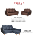 Freya sofa configurations and ottoman with dimensions