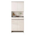 Off-white shoe cabinet with display niche, angled view