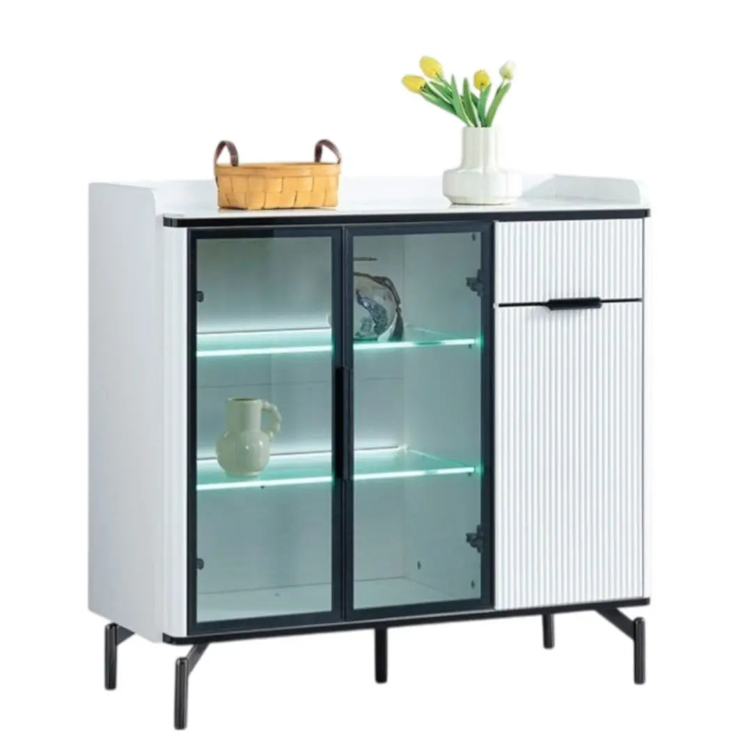 Side Cabinet with LED Lighting & Sintered Stone Top – Available in Three Sizes Grandeur Furnishings