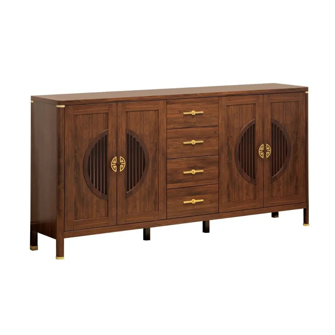 Elegant Wooden Sideboard Side Cabinet with Brass Accents Grandeur Furnishings