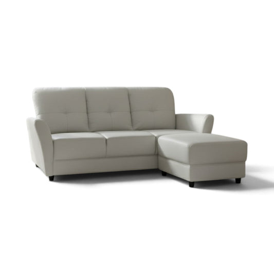 3 Seater Faux Leather Sofa with Ottoman Stool  - 3 Seater Couch Foot Stool Grandeur Furnishings