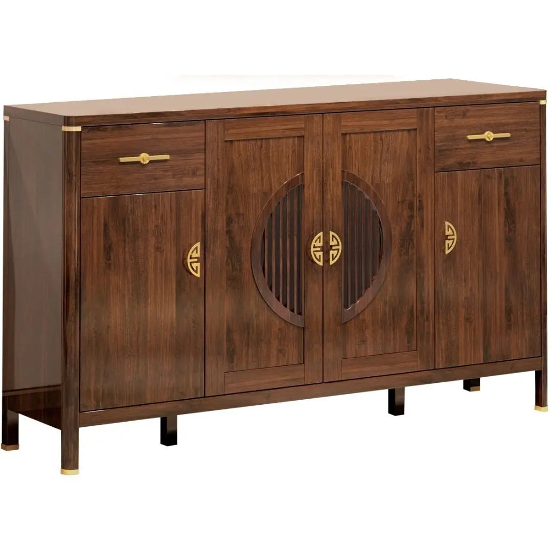 Elegant Wooden Sideboard Side Cabinet with Brass Accents Grandeur Furnishings