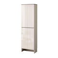 Narrow off-white shoe cabinet, angled view