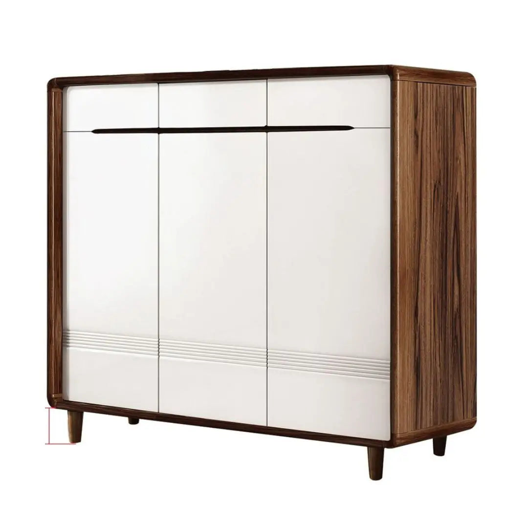 Stylish Gloss White & Walnut Shoe Cabinet - Multiple Sizes Available for Organized Storage Grandeur Furnishings