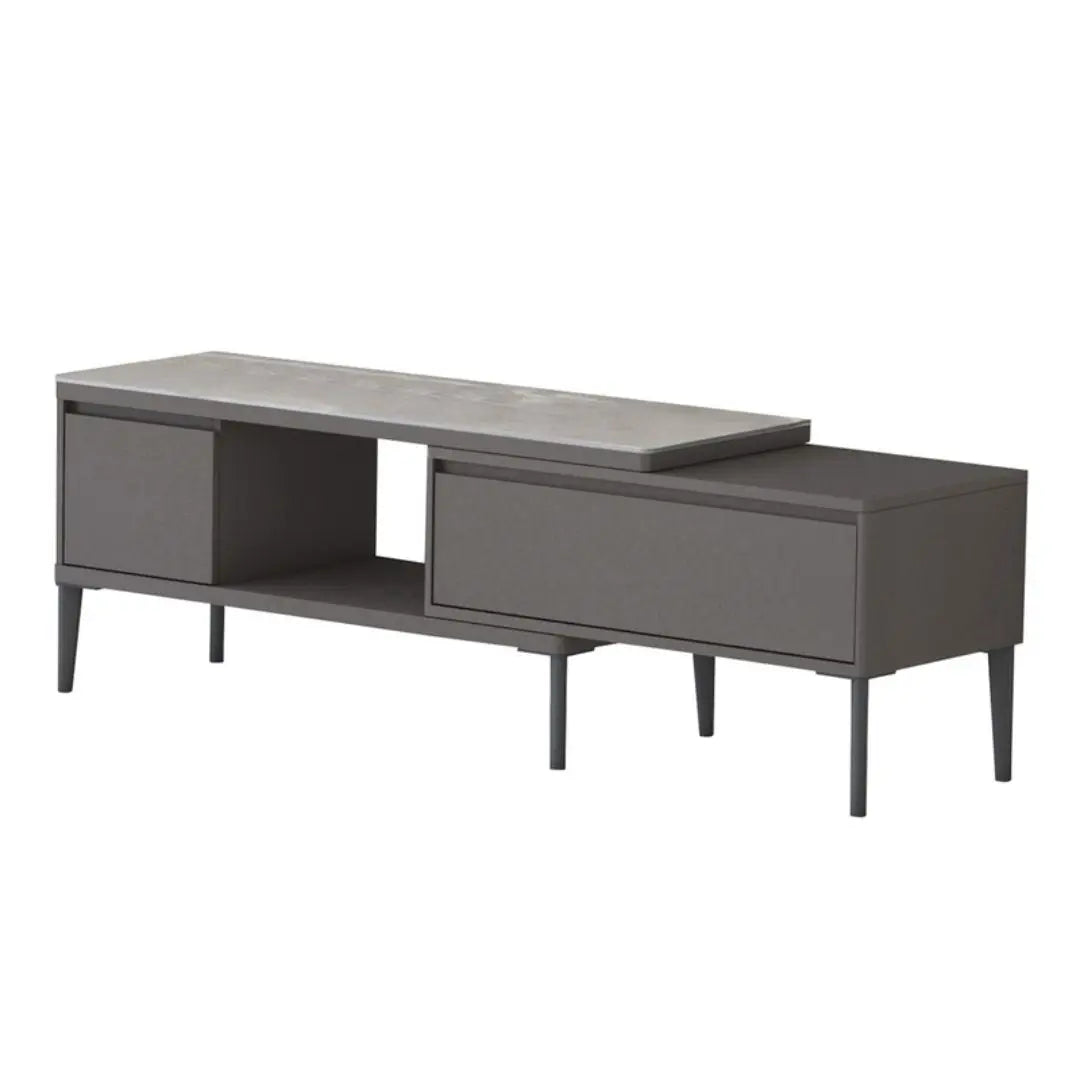 TV Console & Coffee Table Set – Gloss White or Gloss Grey Finish with Sintered Stone Top Grandeur Furnishings