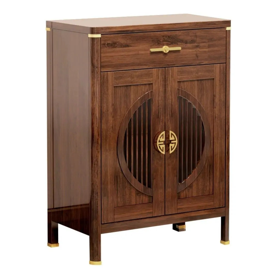 Elegant Wooden Sideboard Side Cabinet with Brass Accents Grandeur Furnishings