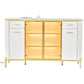 Glass Display Side Cabinet with LED Lights & Sintered Stone Top Storage Solution Grandeur Furnishings
