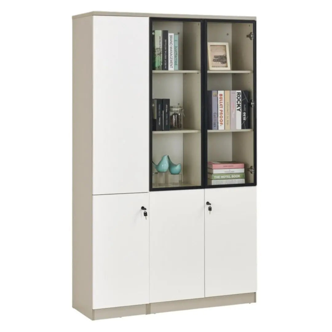 Modern Modular Book Cabinet & Office Storage Bookcase | Lockable Doors & Adjustable Shelves Grandeur Furnishings