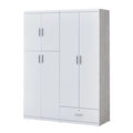 White wardrobe with tall side doors and lower drawer