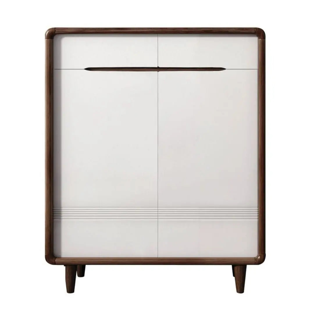 Stylish Gloss White & Walnut Shoe Cabinet - Multiple Sizes Available for Organized Storage Grandeur Furnishings