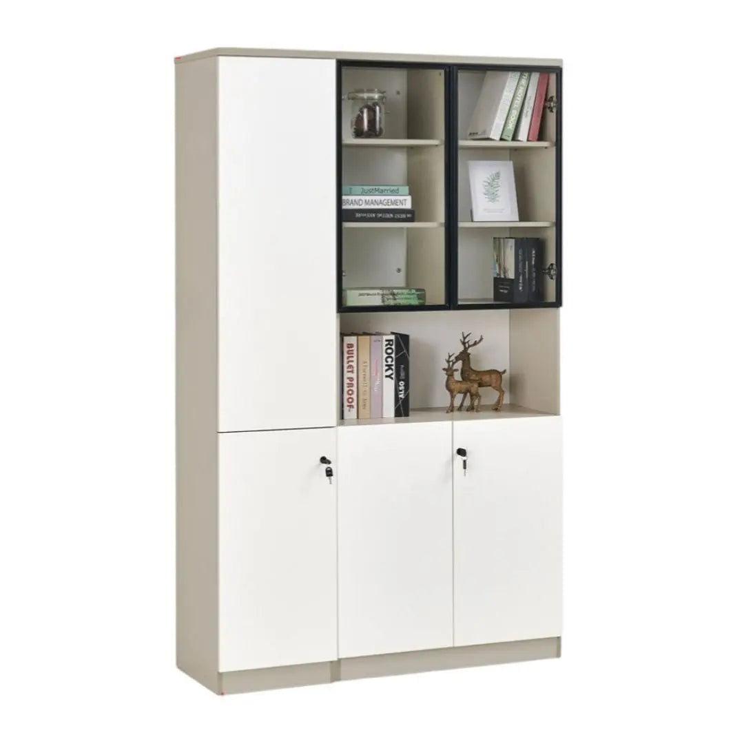 Modern Modular Book Cabinet & Office Storage Bookcase | Lockable Doors & Adjustable Shelves Grandeur Furnishings