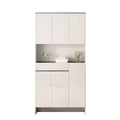 Off-white shoe cabinet with display niche, front view