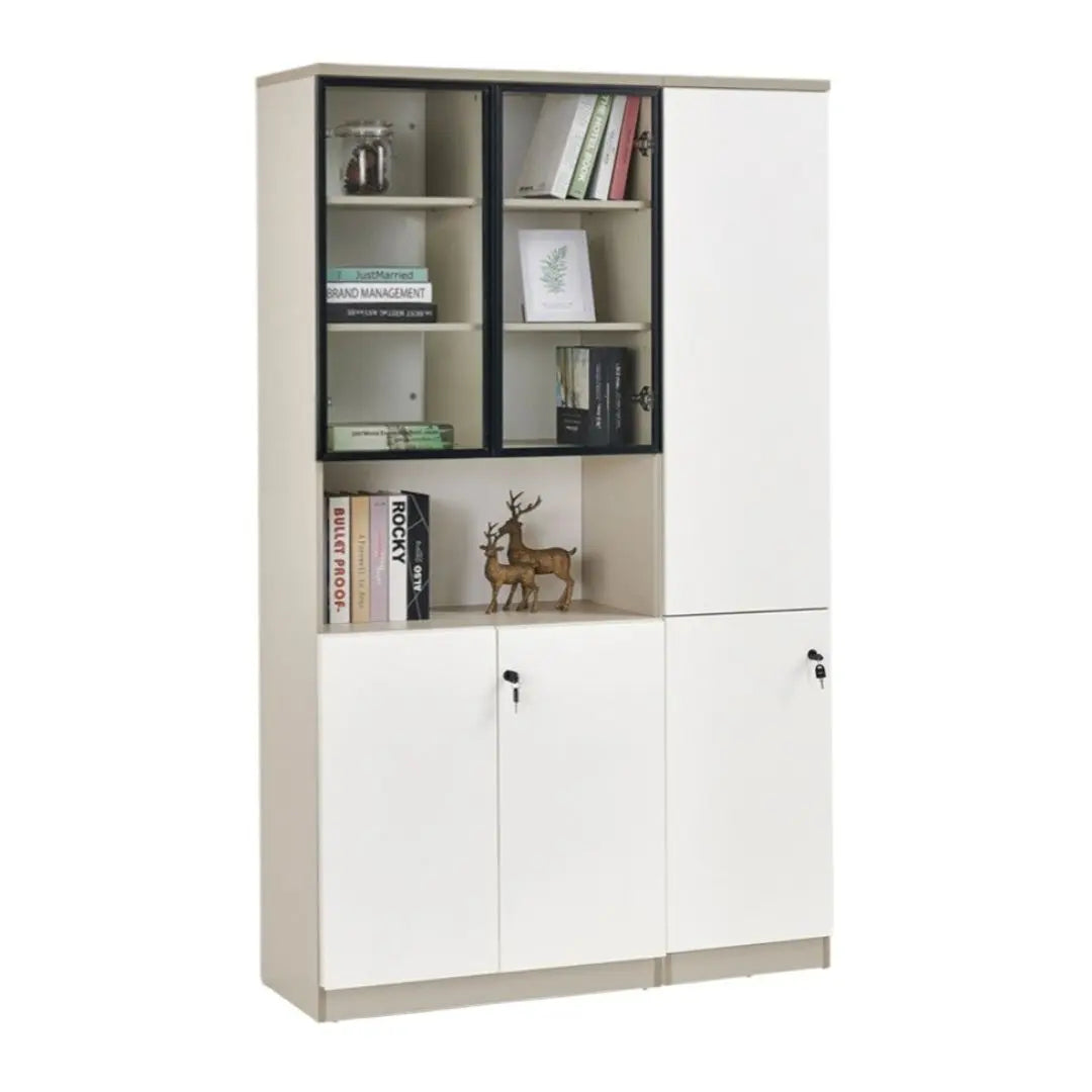 Modern Modular Book Cabinet & Office Storage Bookcase | Lockable Doors & Adjustable Shelves Grandeur Furnishings