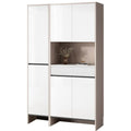 Narrow and wide white-front shoe cabinets displayed together
