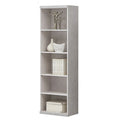 Narrow grey open bookcase with adjustable shelves