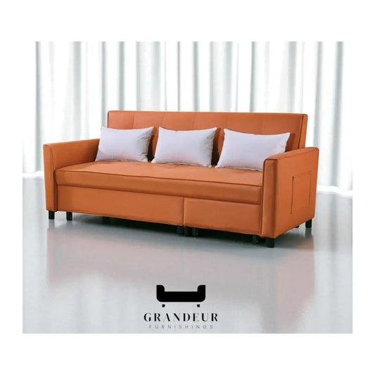 Pet-Friendly Orange Sofa Bed Grandeur Furnishings