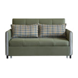 Olive Green Sofa Bed with Pillows Grandeur Furnishings