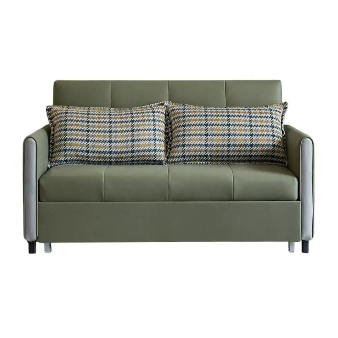 Olive Green Sofa Bed with Pillows Grandeur Furnishings