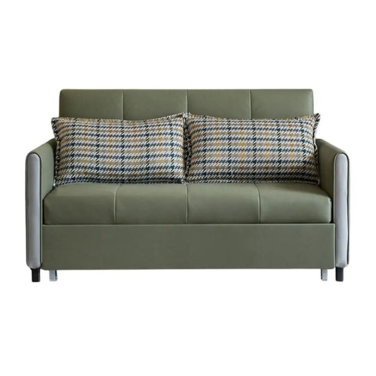 Olive Green Sofa Bed with Pillows Grandeur Furnishings
