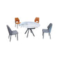 Modern Round Extendable Sintered Stone Dining Table Set with Metal Base and PU Chairs 1+4 Grandeur Furnishings