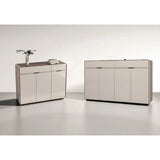 Beige shoe cabinets in two widths