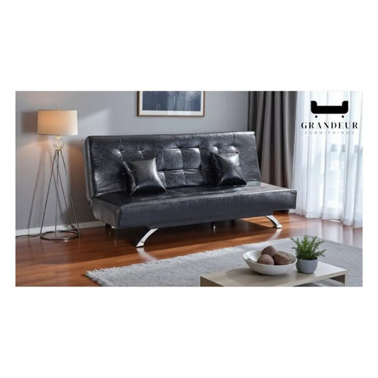 Stylish and Versatile Sofa Bed in Brown and Black Leather Grandeur Furnishings