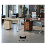 Maple and brown writing desks with mobile drawer units